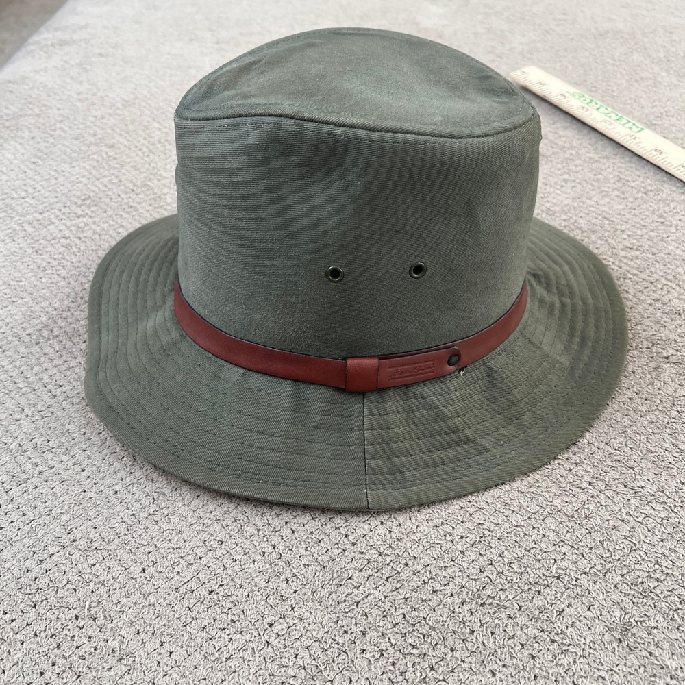 Vintage 1990s Eddie Bauer Olive Green Canvas Bucket Fedora Hat Mens Large